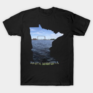 Minnesota State Outline (Duluth and Aerial Lift Bridge) T-Shirt